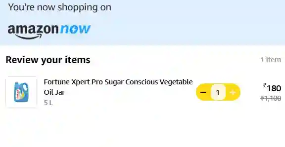 Fortune Xpert Pro Sugar Conscious Edible Oil, Jar, 5 L availlable at Rs.180 on Amazon Now store
