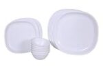 SignoraWare BPA Free Plastic Square Dinner Set | Microwave Safe (Set of 24 pcs)