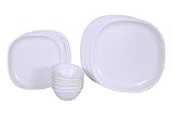 SignoraWare BPA Free Plastic Square Dinner Set | Microwave Safe (Set of 24 pcs)