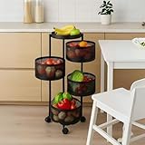 HomeGrits 4+1 Layer Round Storage Trolley