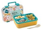 ATTRO Kitty Kart Plastic Lunch Box – 3 Compartment Bento Tiffin 800ml