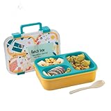 ATTRO Kitty Kart Plastic Lunch Box – 3 Compartment Bento Tiffin 800ml