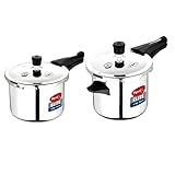 Pigeon Stainless Steel Elite Shine 2 L +3 L Combo Tri-Ply Body Outer Lid