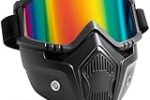 Btag Anti Scratch UV Protective Motorcycle Face Mask with Detachable Goggles | Anti-Fog UV Protection Riding Mask with Removable Breathable Filter | Full Face Windproof Shield for Biking.(Rainbow)