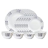Larah by Borosil Floret Opalware Dinner Set, 18 Pieces