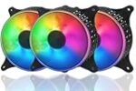 RiaTech 3 Pack RGB LED Series 120mm Case Fan For Pc