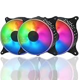 RiaTech 3 Pack RGB LED Series 120mm Case Fan For Pc