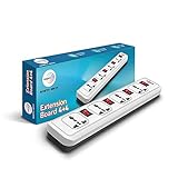 Wipro 4+4 Extension Cord with 2 mtr Cord Length | 4 Way Multi Socket