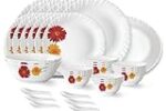 Larah by Borosil Zinnia Fluted Series Opalware Dinner Set | 33 Pieces
