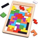 SHINETOY Wooden Tangram Puzzle for Kids 40 Pieces