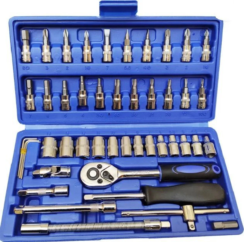 KHANSAHEB 46 in 1 Tool Kit Car Repair Tools Set Socket Set (Pack of 46)