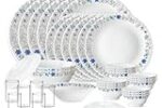 Larah by Borosil Silk Series Iris Opalware Dinner Set | 35pcs