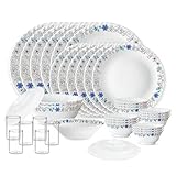 Larah by Borosil Silk Series Iris Opalware Dinner Set | 35pcs