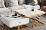 RIZIK Stores™ Iron Frame Handmade Drawer Square Coffee Table