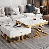 RIZIK Stores™ Iron Frame Handmade Drawer Square Coffee Table