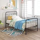 APRODZ Marks Twin Size Metal Bed (Metal – Black Powdercoated)