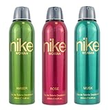 Nike Unisex Amber + Rose + Musk Spray Deodorant Pack Of 3 (200Ml Each)