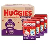 Huggies Complete Comfort Wonder Pants Baby Diapers L Size, 256 Count
