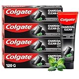Colgate Charcoal Clean Black Gel whitening Toothpaste, 480 gm (120g x 4)