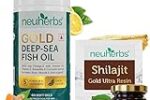 Neuherbs Gold Deep Sea Omega 3 Fish Oil 60 Softgels & Shilajit Gold Ultra Resin 20 gm