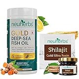 Neuherbs Gold Deep Sea Omega 3 Fish Oil 60 Softgels & Shilajit Gold Ultra Resin 20 gm