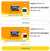 Amazon Add Money Cashback Offer : Add ₹250 and Win Instant Cashback up to ₹50