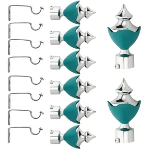 Bzcarts Light Blue Rod Rail Bracket, Curtain Knobs, Curtain Hooks Metal (Pack of 16)
