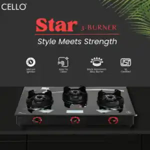 Cello Glass 3 Burners Manual Gas Stove