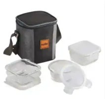 Cello Glassy Mix Lunch Box | Microwavable Borosilicate Glass