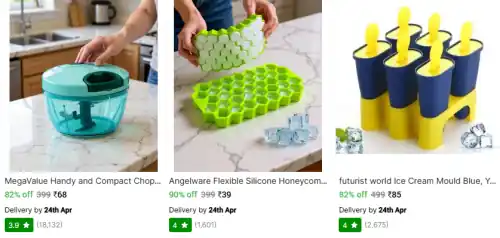 Kitchen tools deals under ₹99 – vegetable chopper, silicone ice tray, and ice cream moulds with up to 90% off offers 