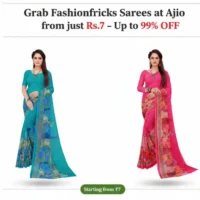 Grab Fashionfricks Sarees at Ajio from just Rs.7