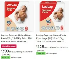 LuvLap Baby Diapers Up to 60% OFF + Extra 10% Coupon