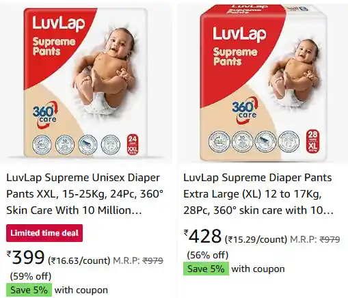 LuvLap Baby Diapers Up to 60% OFF + Extra 10% Coupon