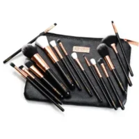 MINARA Makeup Brush Applicator Set of 15 with Premium Leather Pouch