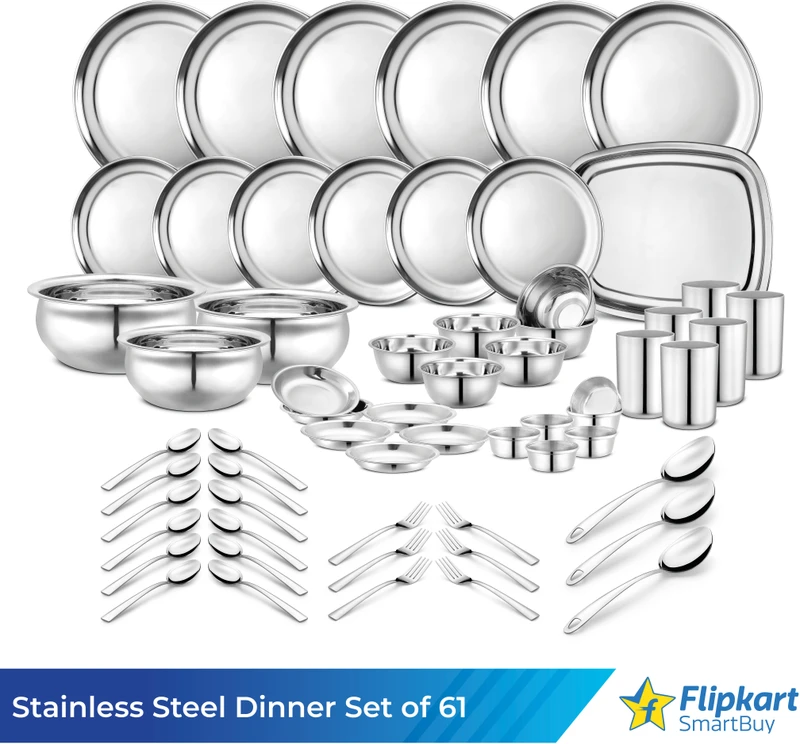Flipkart SmartBuy Pack of 61 Stainless Steel Dinner Set |