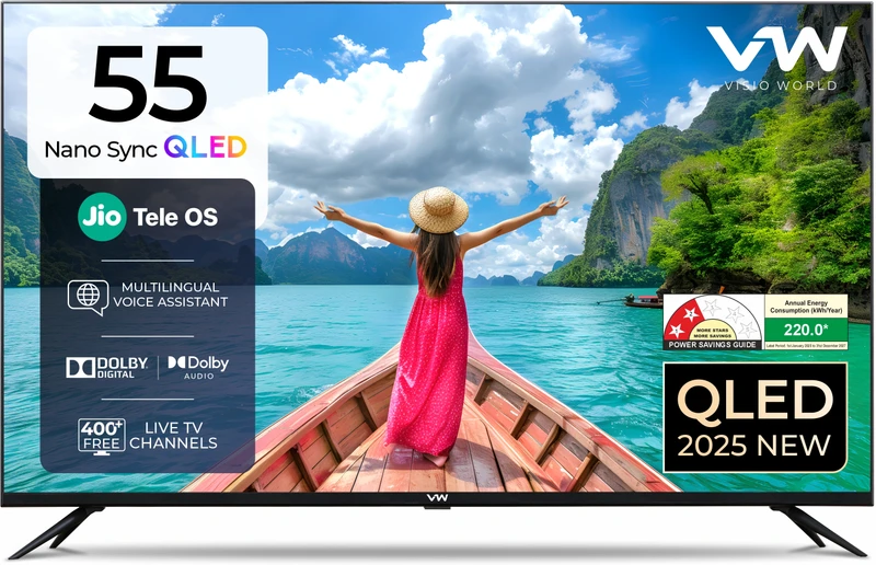 Buy VW Nano Sync Series 139 cm (55 inch) QLED Ultra HD (4K) Smart JioTele OS TV 2025