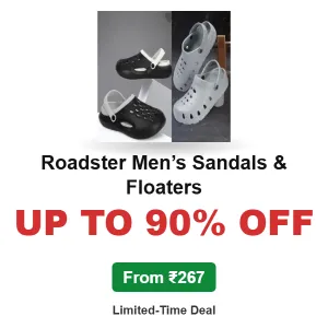 Roadster Men’s Sandals & Floaters Up to 90% OFF From ₹267