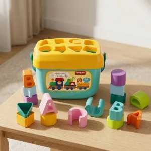 Toyshine First Shape Sorting Blocks Toys With 16 Building Blocks