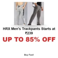 UP TO 85% OFF | HRX Men’s Trackpants Starts at ₹239
