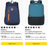 WildHorn 31L Laptop Backpack Deal: Up to 90% Off from ₹310