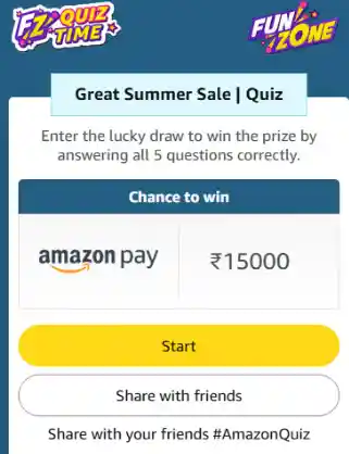 Amazon Quiz 15000 Answers Today