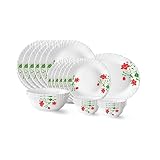 Larah by Borosil Hazel Fluted Series Opalware Dinner Set | 21 Pieces