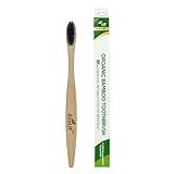 EcoUT Organic Bamboo Toothbrush with Charcoal Activated Bristles
