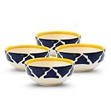 KitchEase Moroccan Print Blue Ceramic Bowl Set of 4, (125ml Each)