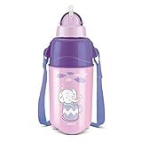 Milton Kool Trendy 400 Kids Plastic Insulated Water Bottle with Straw, 370 ml