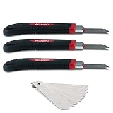 AGARO Retractable Heavy Duty 18 mm Cutter Utility Knife (Set of 3), 3 Preloaded & 10pcs Extra Blades