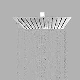 BonKaso Square Slim Rain Shower Head 12 Inch – Stainless Steel, Chrome Finish