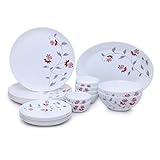 Larah by Borosil – Moon Series, Flower Pot 21 Pieces Opalware Dinner Set