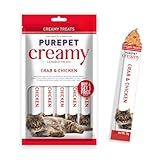 PurepetCreamy Cat lickable Treats, Crab & Chicken, Pack of 5 X 75 g