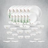 La Opala Opal Glass Crockery | for Family of 6 | Dinner Set 35 pcs